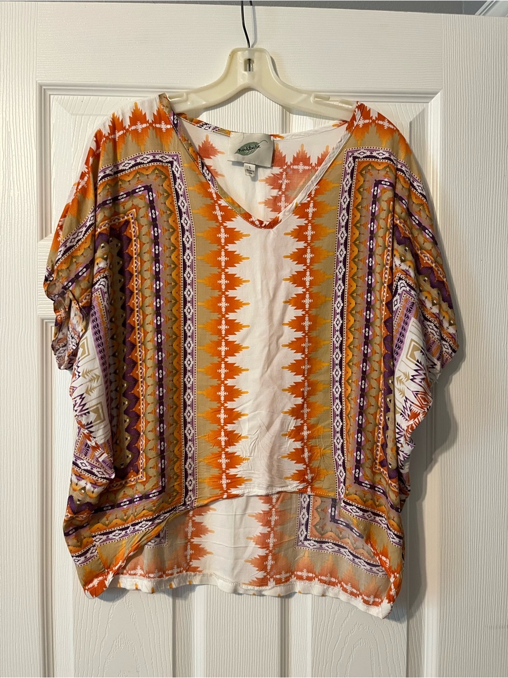 Nurture by Lamaze Orange & Purple Geometric V-Neck Boho Tunic
